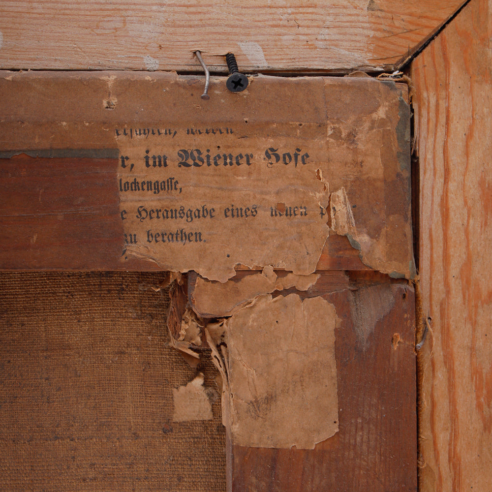 La pintura al óleo sobre lienzo de género holandés presenta una escena bucólica de vacas y pastores.