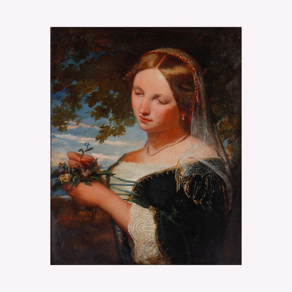 Painting portraing a lady in three quarters by Carl Timoleon von Neff