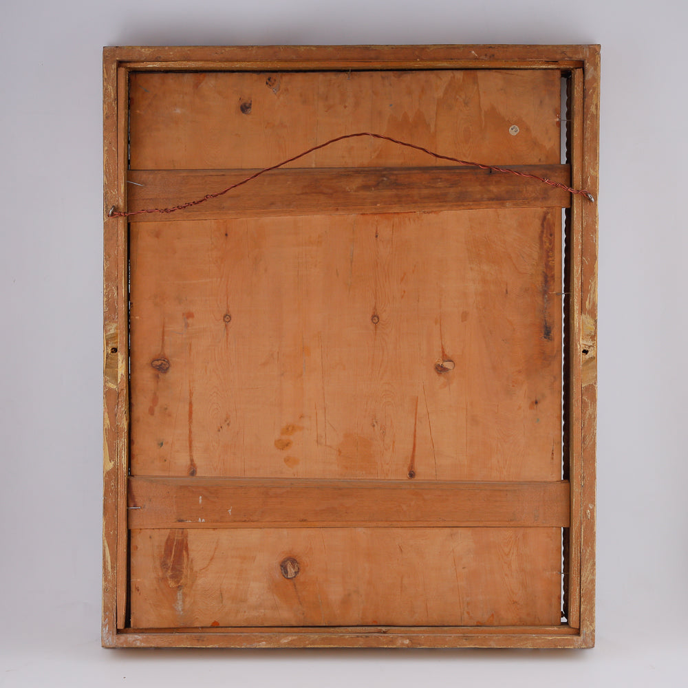 Antique large painted icon features the Mother of God alongside chosen Saints