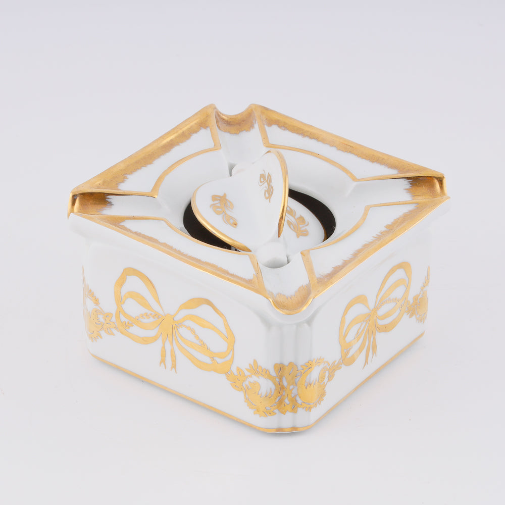 Antique Empire style gold painted porcelain cigar ashtray
