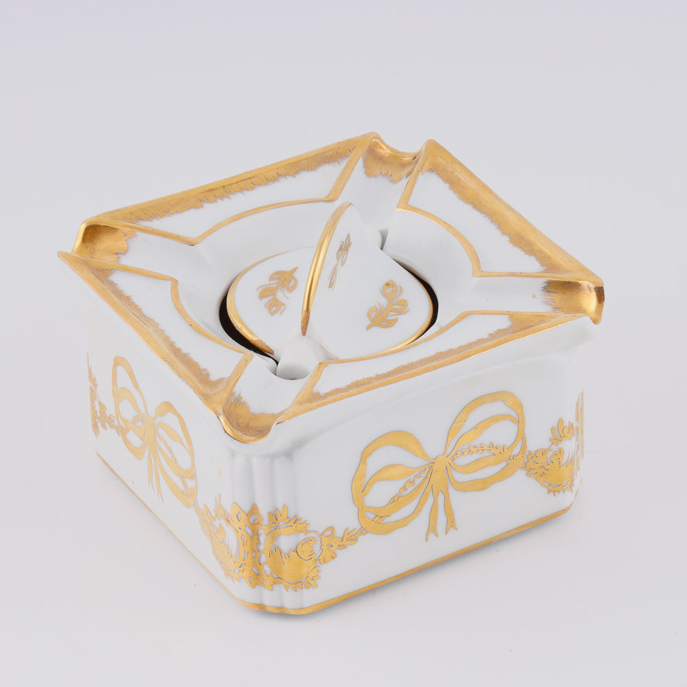 Antique Empire style gold painted porcelain cigar ashtray