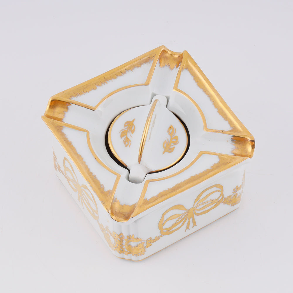 Antique Empire style gold painted porcelain cigar ashtray