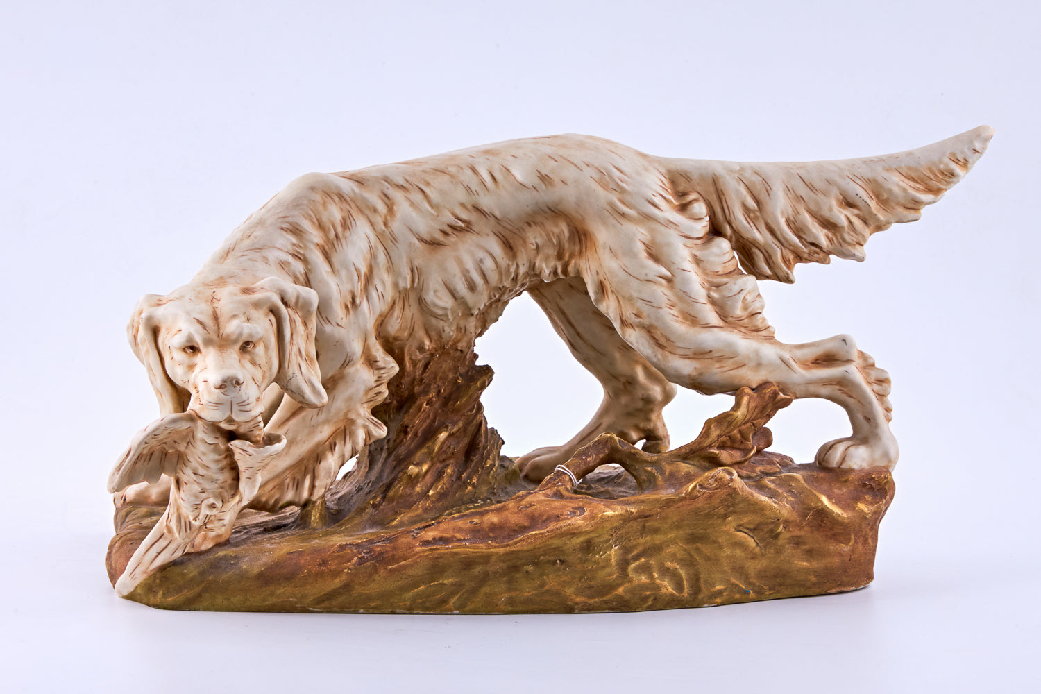 Figura de Porcelana Royal Dux Bohemia de Setter Inglés durante la caza