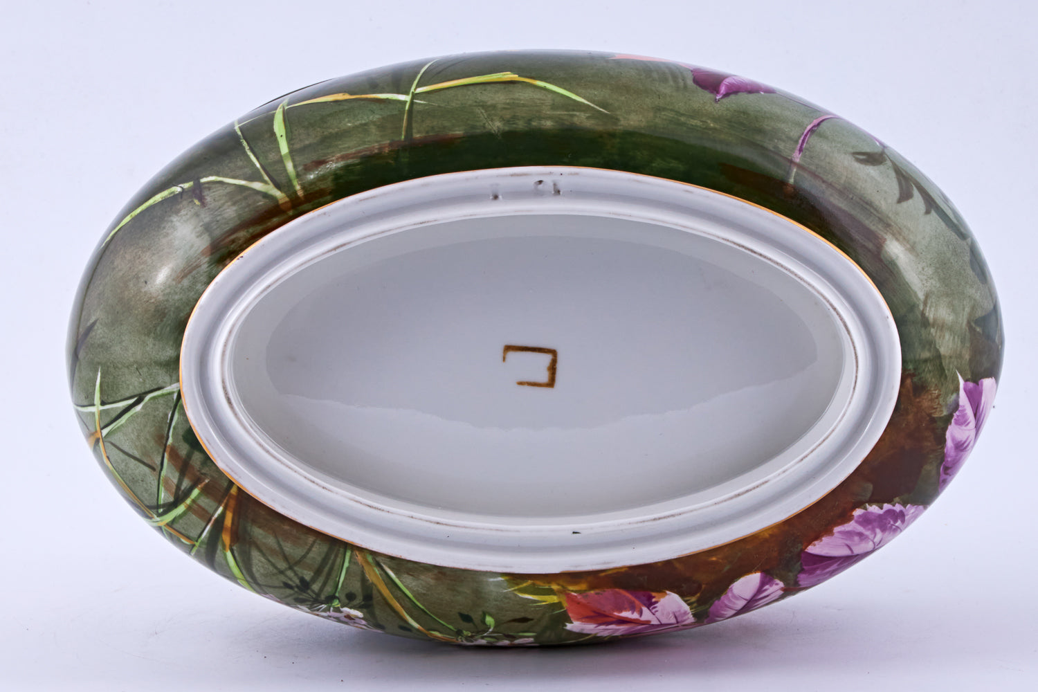 Antique Old Paris hand-painted porcelain flower pot showcases delicate floral motifs enhanced with subtle gold-painted accents