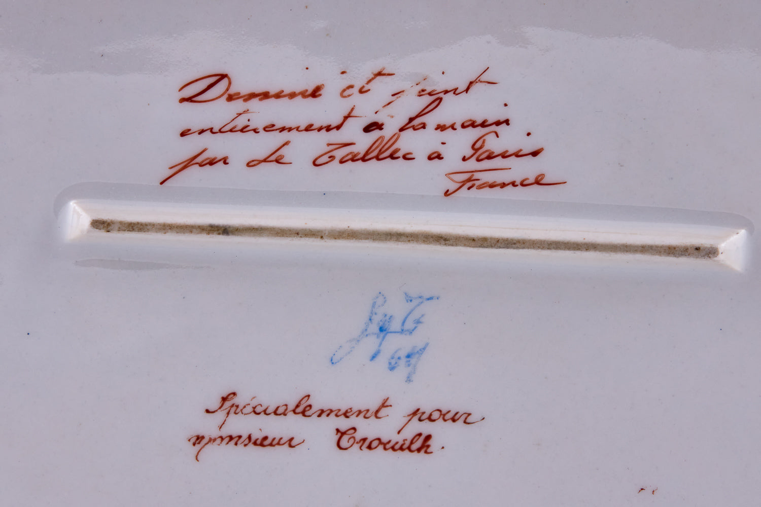 Large vintage cobalt blue porcelain trinket adorned with finely detailed ormolu mounts showcases the artistry of Camille Le Tallec