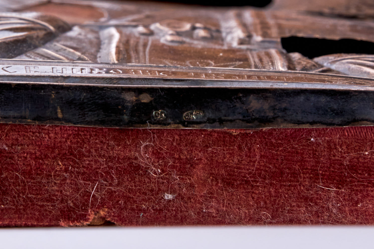 Antique hand-painted tempera icon on birch wood portrays Nicholas the Wonderworker