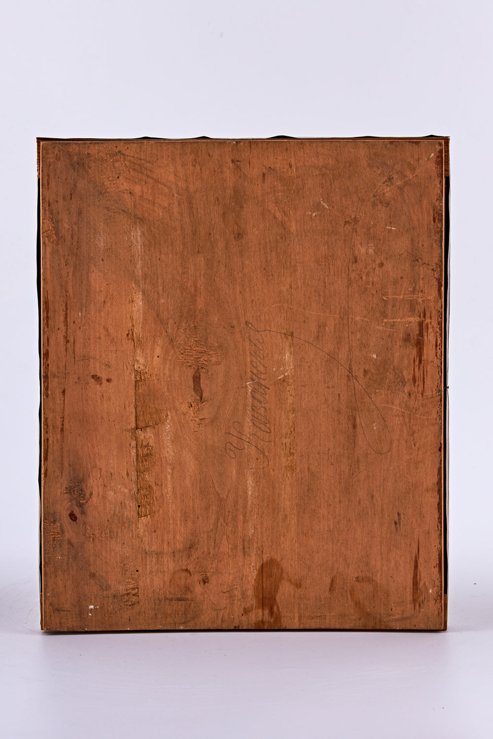 Antique hand-painted tempera icon on wood features “Our Lady of Kazan”