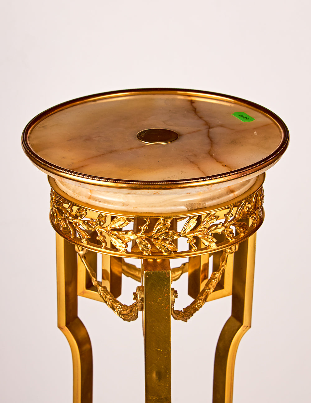 Antique gold-plated bronze console with expertly crafted solid marble table-top