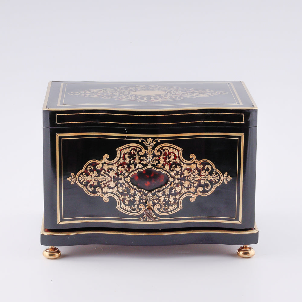 Mid 19th century Napoleon III Boulle cigar humidor executed in marquetry technique
