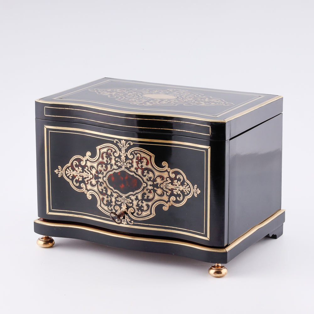 Mid 19th century Napoleon III Boulle cigar humidor executed in marquetry technique