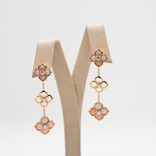 Chopard earrings from "Imperiale" collection set with diamonds and pink opals