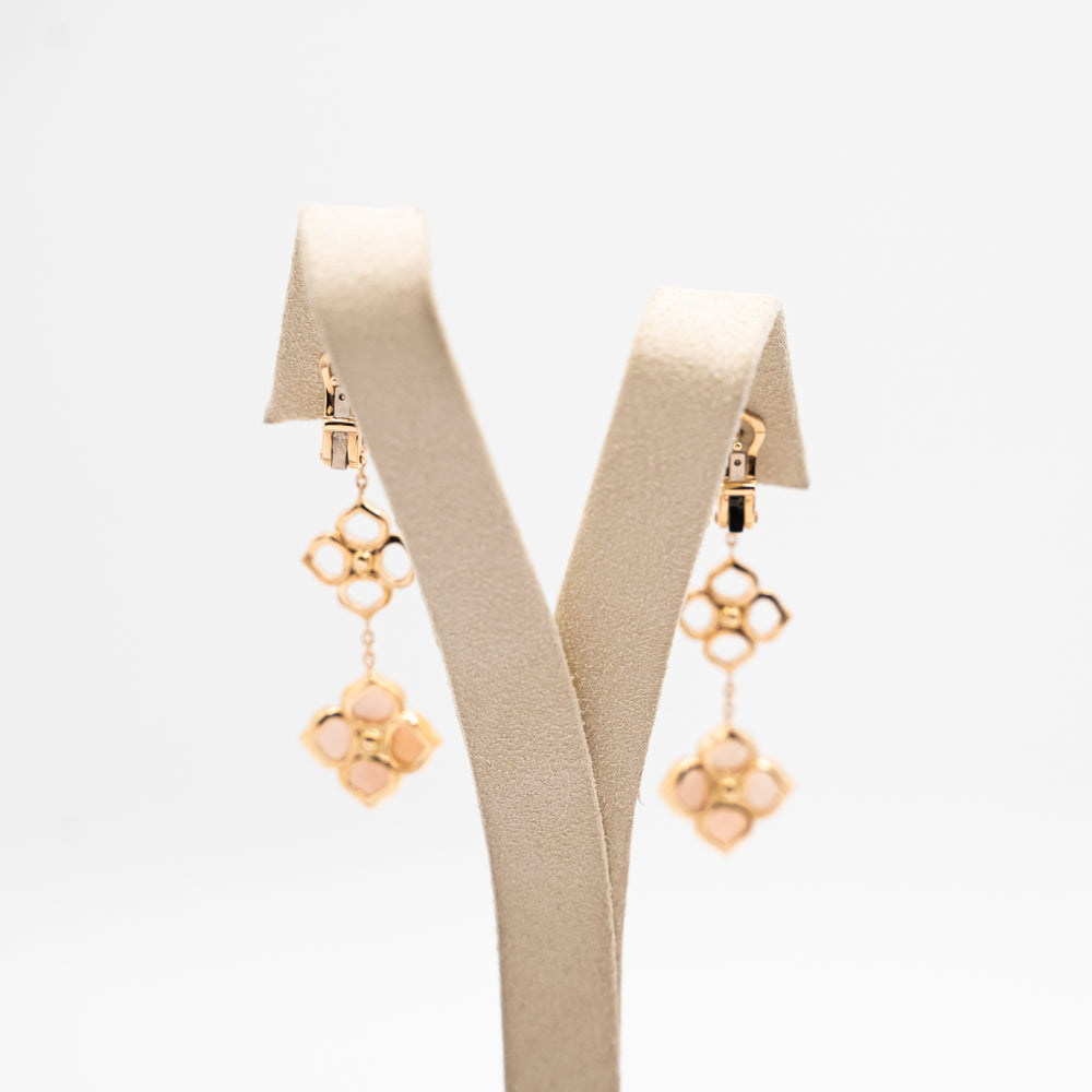 Chopard earrings from "Imperiale" collection set with diamonds and pink opals