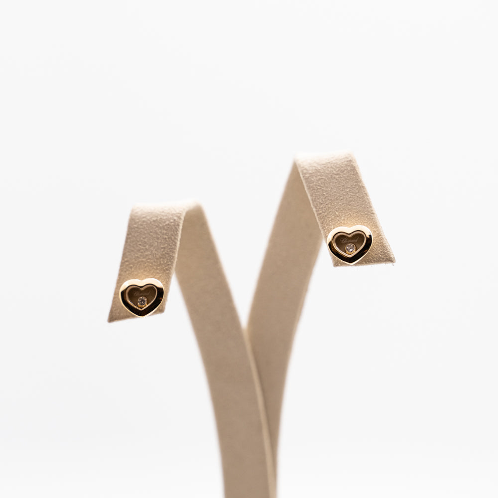 Chopard 18k yellow gold Happy Diamonds earrings from "Icons Heart" collection
