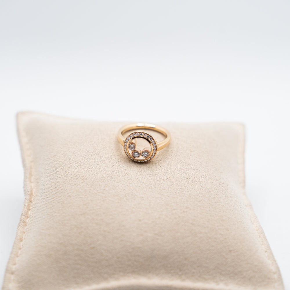 Chopard 18k rose gold Happy Diamonds ring from "HAPPY CURVES" collection