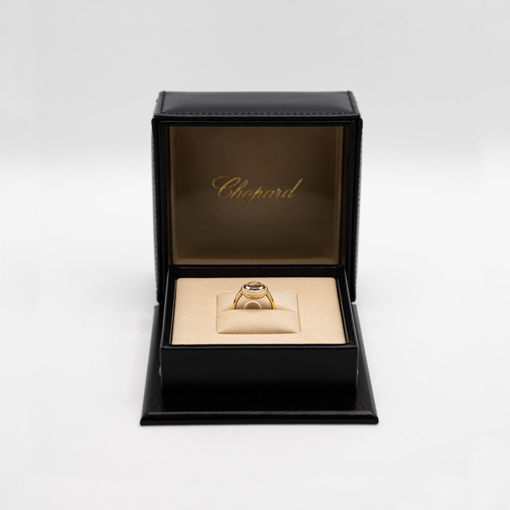 Chopard 18k rose gold Happy Diamonds ring from "HAPPY CURVES" collection