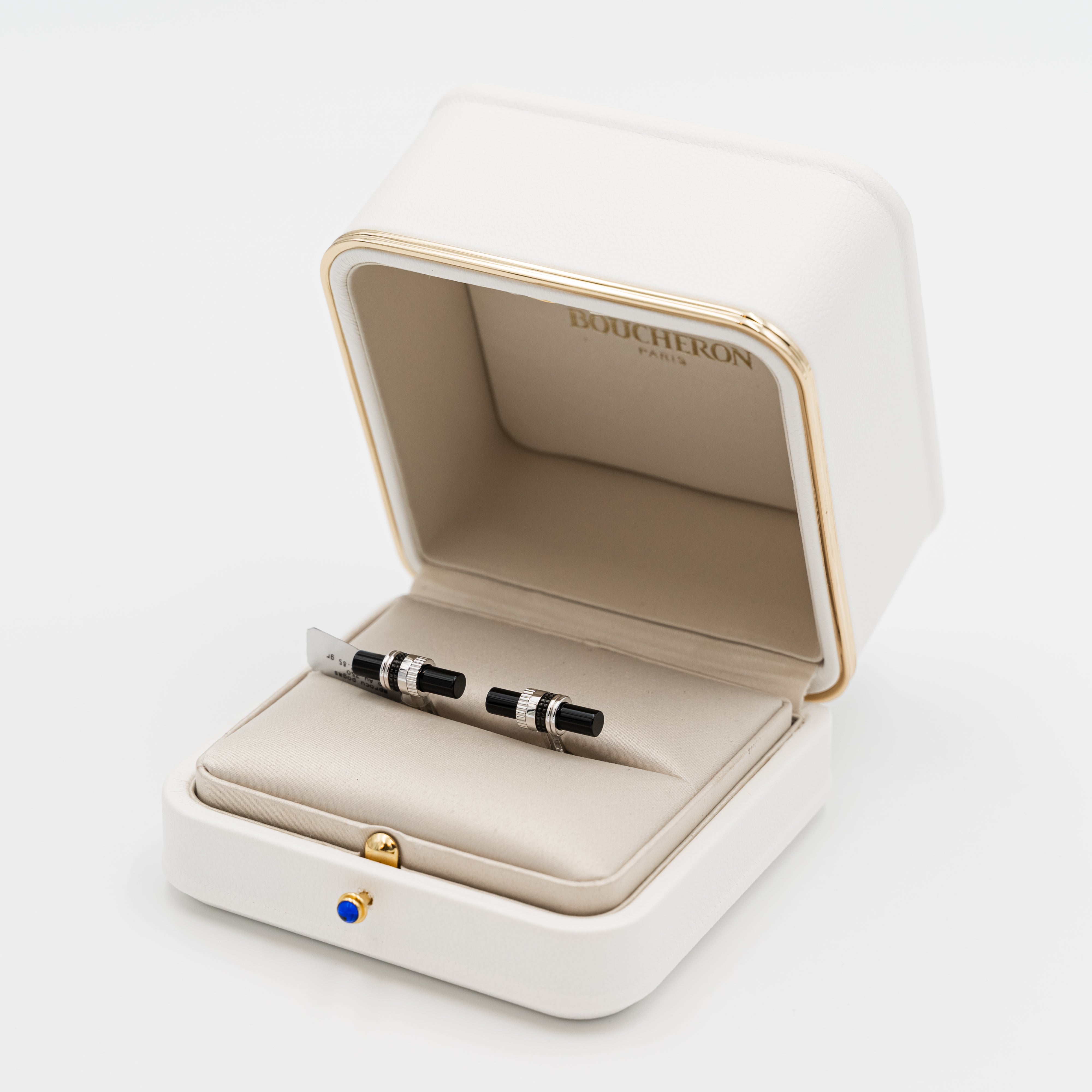 Boucheron Quatre Black Edition 18k white gold cufflinks set with black Onyx