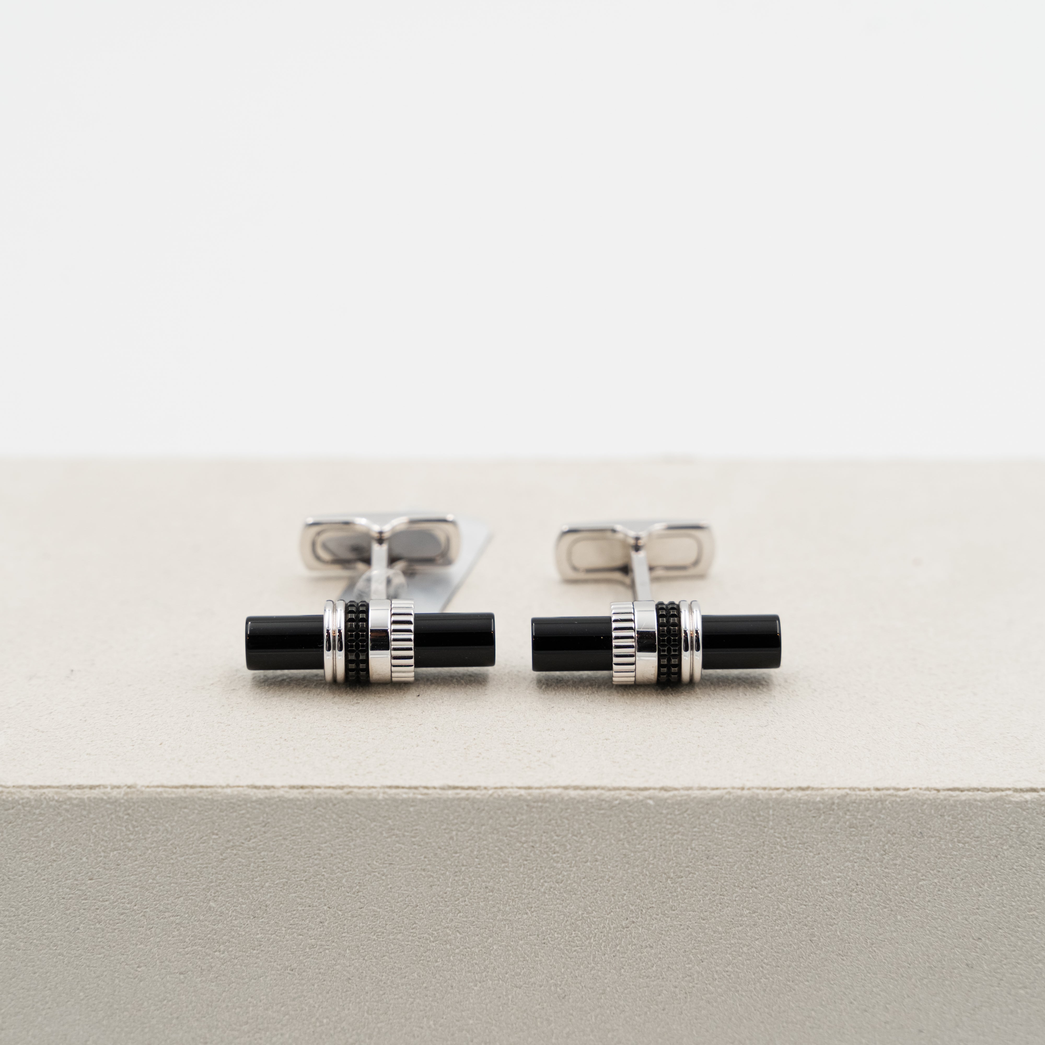 Boucheron Quatre Black Edition 18k white gold cufflinks set with black Onyx