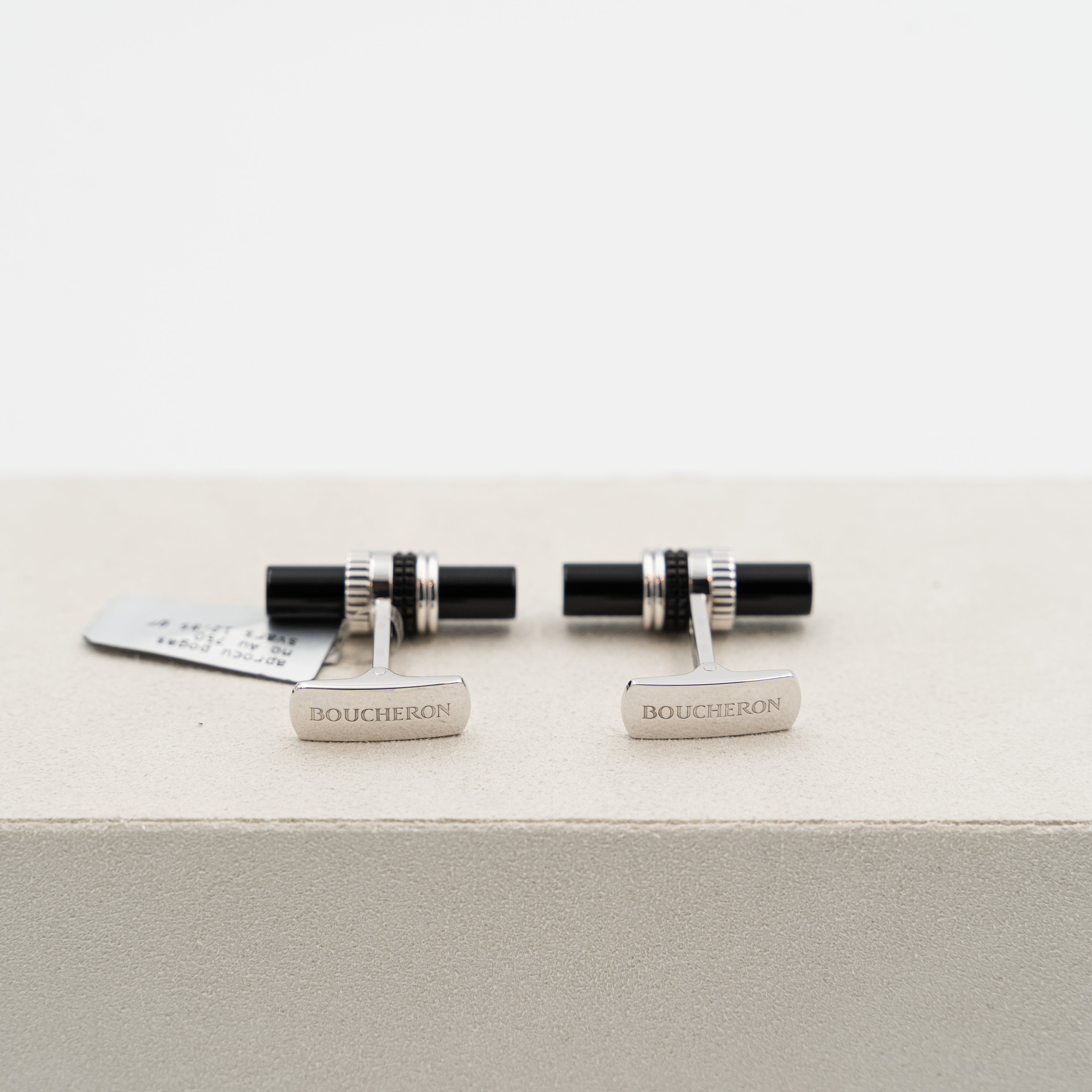 Boucheron Quatre Black Edition 18k white gold cufflinks set with black Onyx