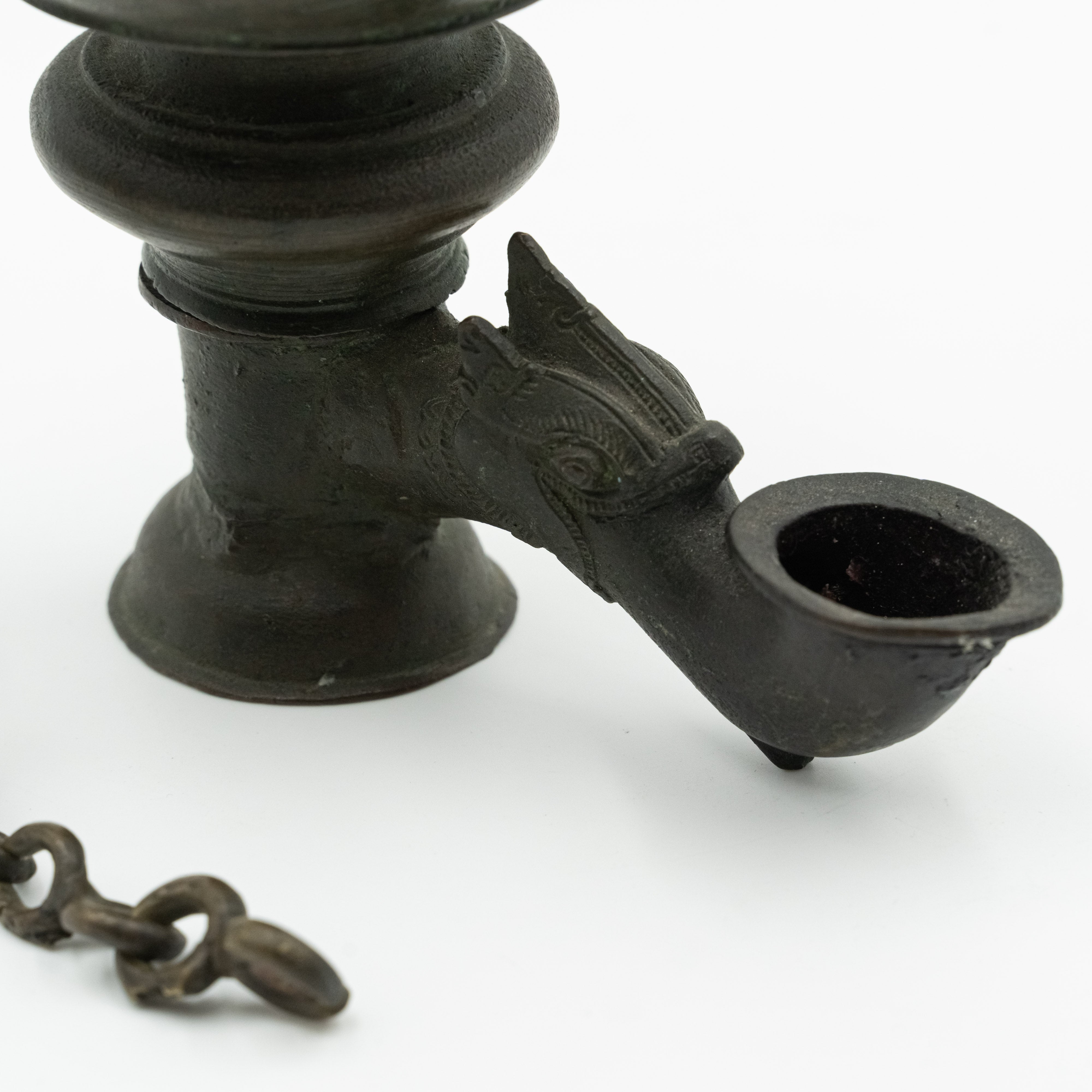 Lámpara colgante de aceite china antigua de bronce del siglo XIX