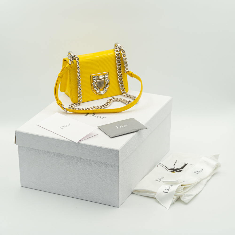 Dior Cruise 2017 Yellow Lizard leather Diorama Club Bag
