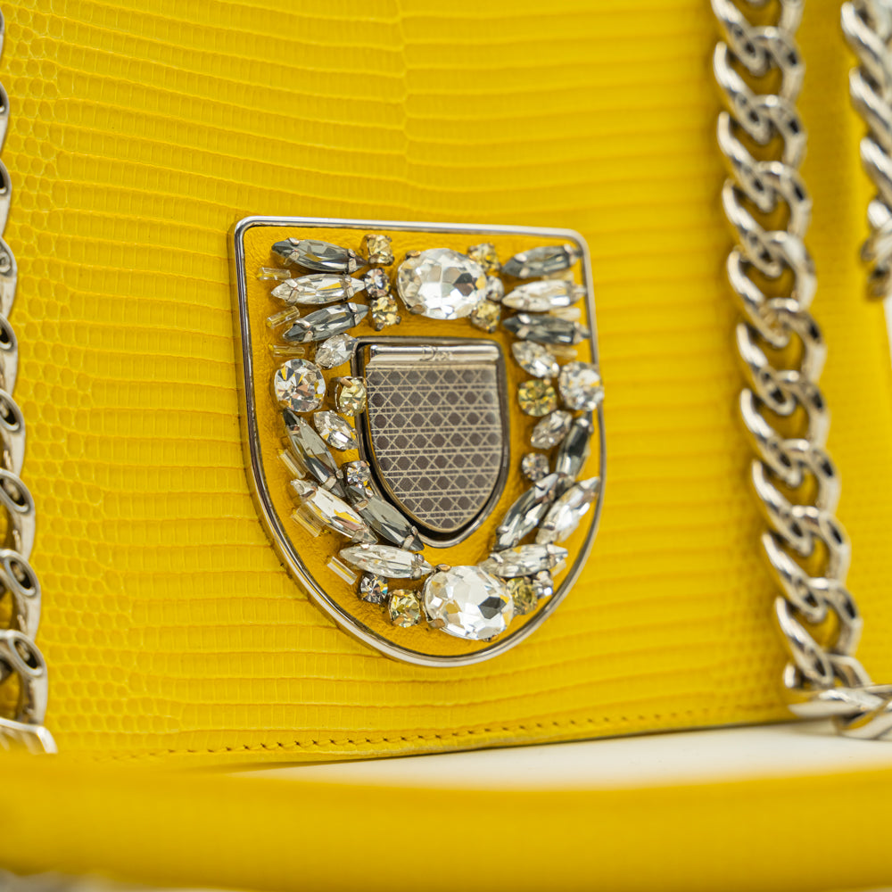 Dior Cruise 2017 Yellow Lizard leather Diorama Club Bag