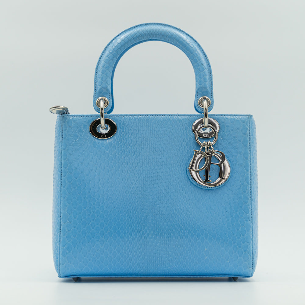 Lady Dior Special edition Medium size Glacier Blue Python skin Tote Bag