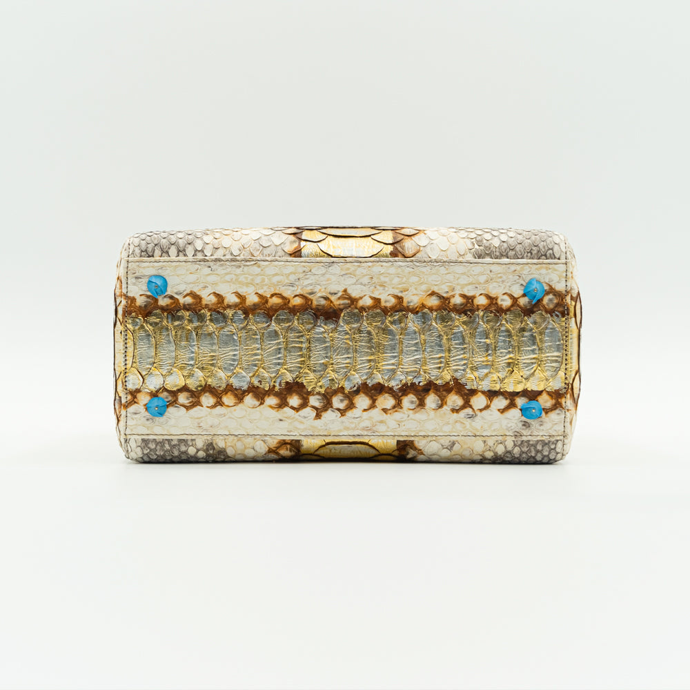 Medium size Lady Dior Metallic Gold/Brown Python skin Lady Dior Tote