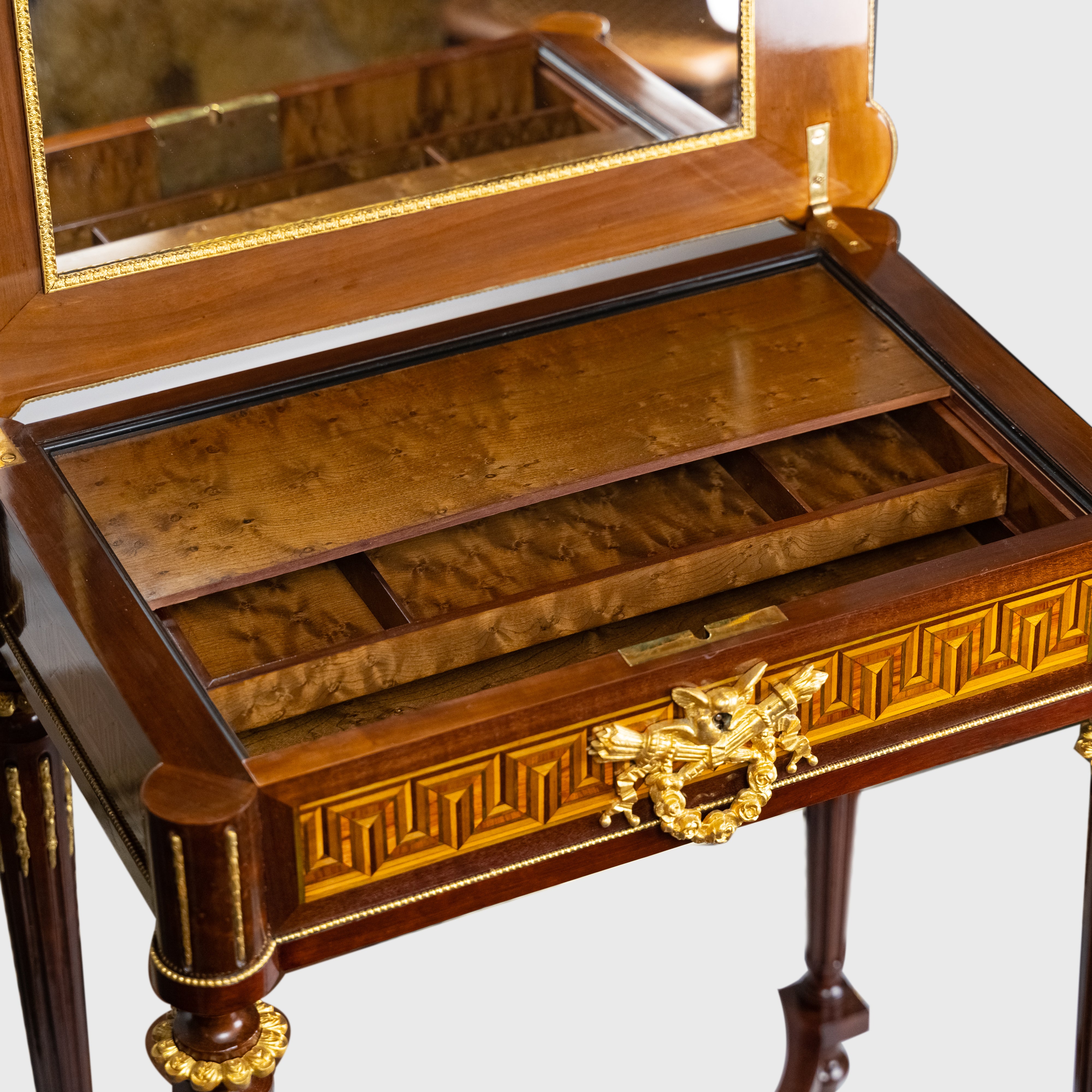 Antique 19th century Ladies' toilets table in marquetry technique