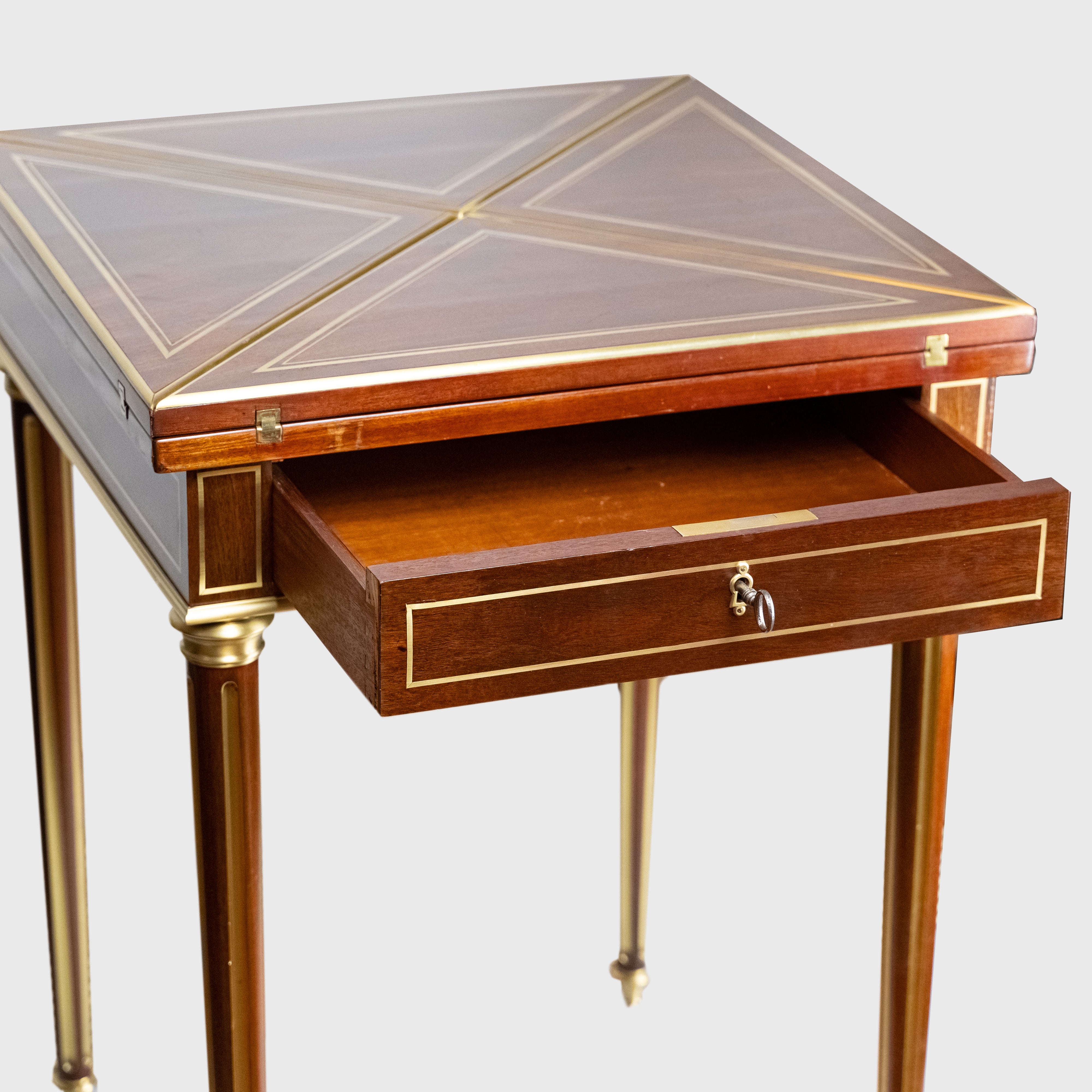 Antique fine mahogany card table in the style of Jacob