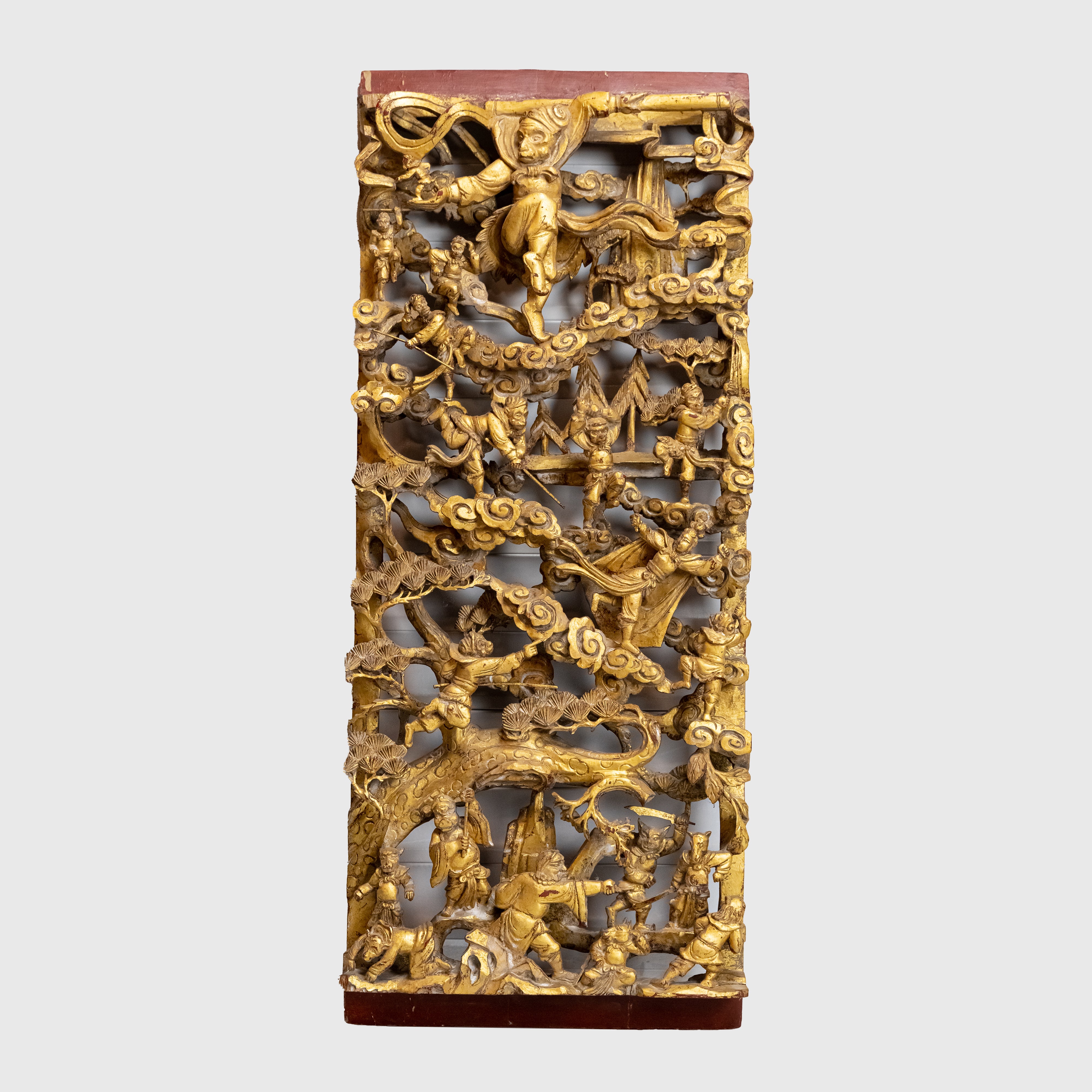 Mid 20th century gold plated wood carving of Sun Wukong