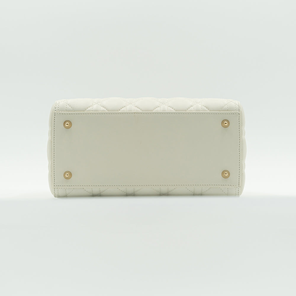 Lady Dior white (latte) colour lambskin medium size handbag