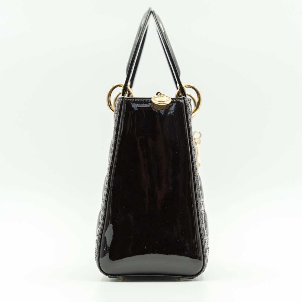 Lady Dior Medium size Totem brown lambskin handbag