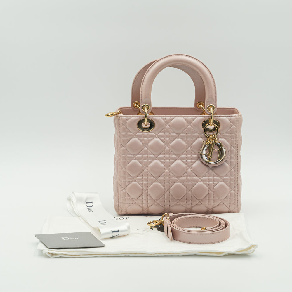 Dior - Medium Lady Dior Bag Blush Cannage Lambskin - Women