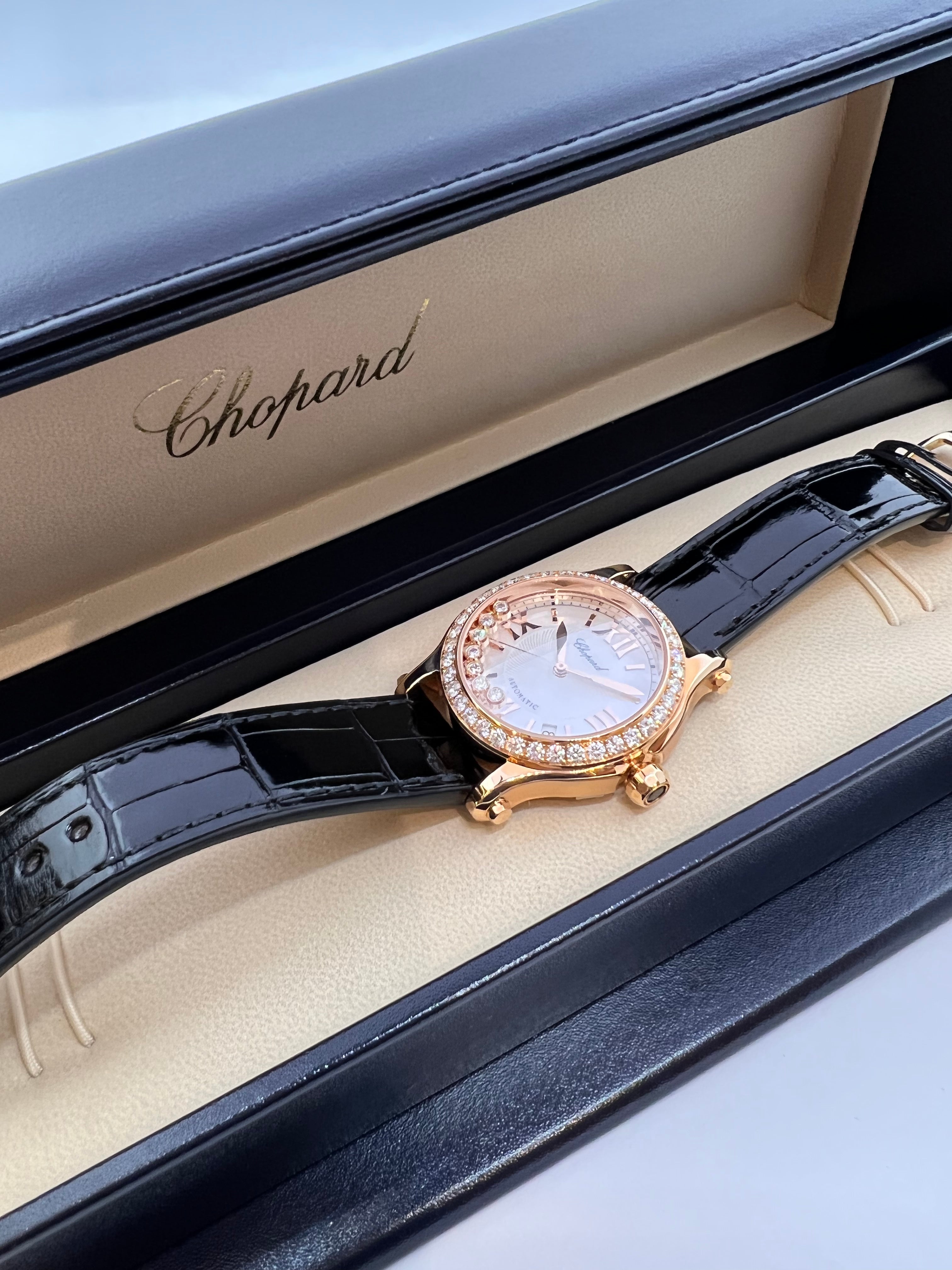 FULL SET LADIES CHOPARD HAPPY SPORT AUTOMATIC WATCH 36 MM