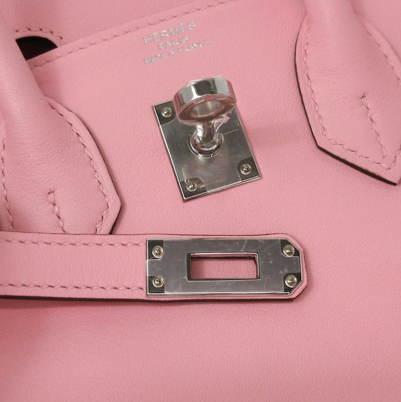 Pink Hermes Birkin 25 handbag crafted from Vaeu Swift leather Full set