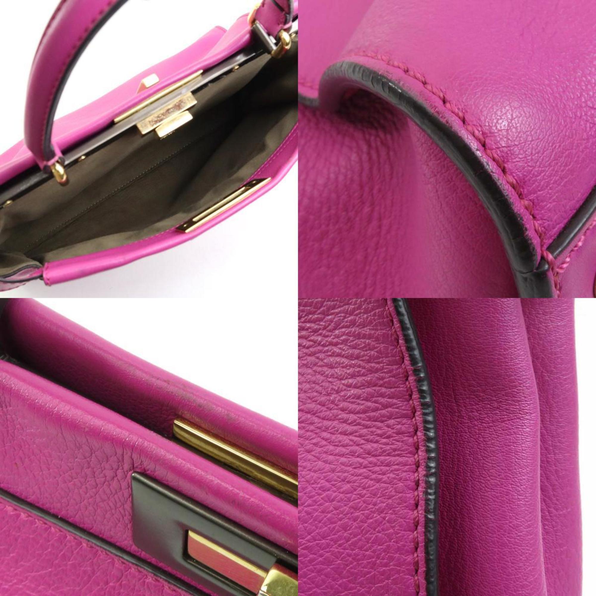 Pre-owned pink leather Fendi Peekaboo handbag with long strap
