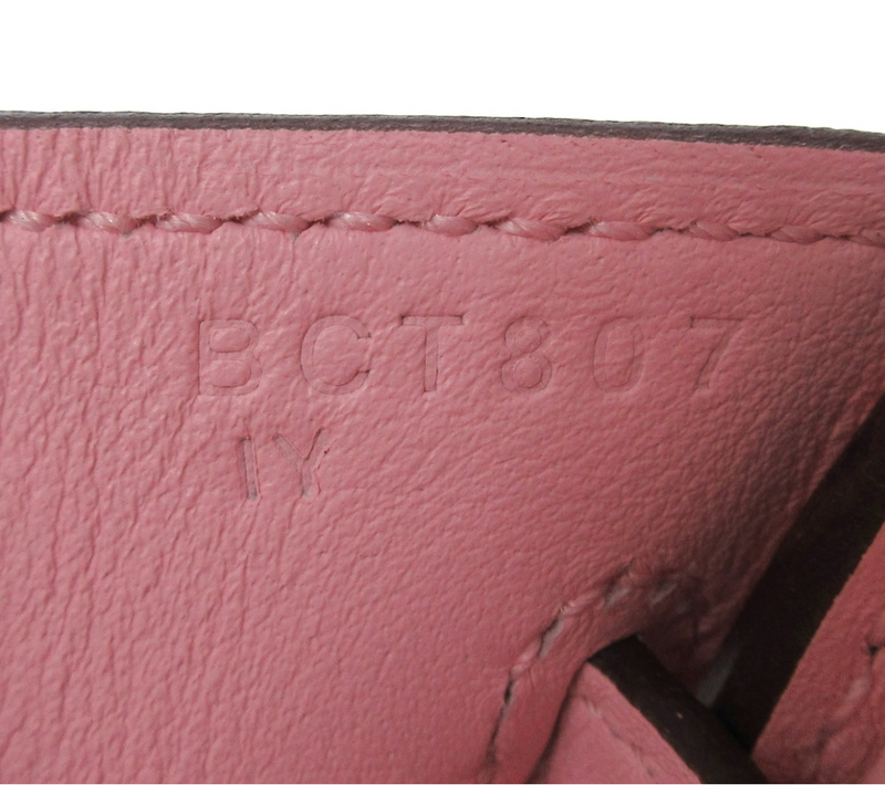 Bolso rosa Hermes Birkin 25 confeccionado en cuero Vaeu Swift Juego completo