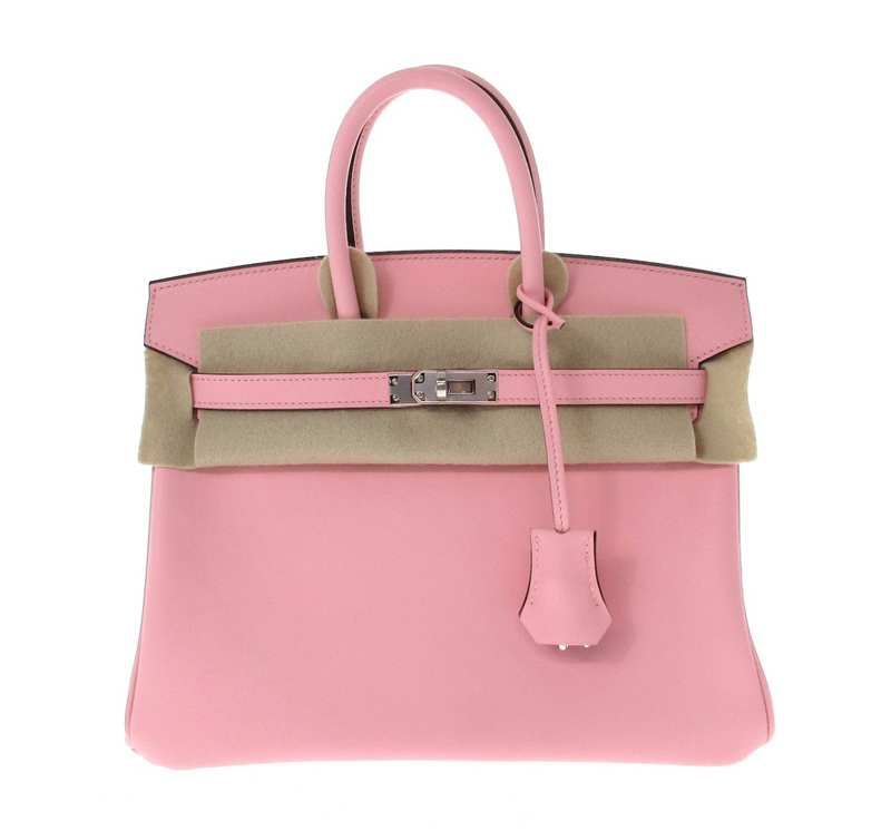 Pink Hermes Birkin 25 handbag crafted from Vaeu Swift leather Full set