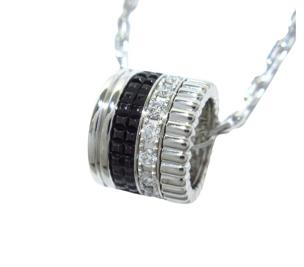 18K white gold Boucheron Quatre black edition pendant & necklace with diamonds