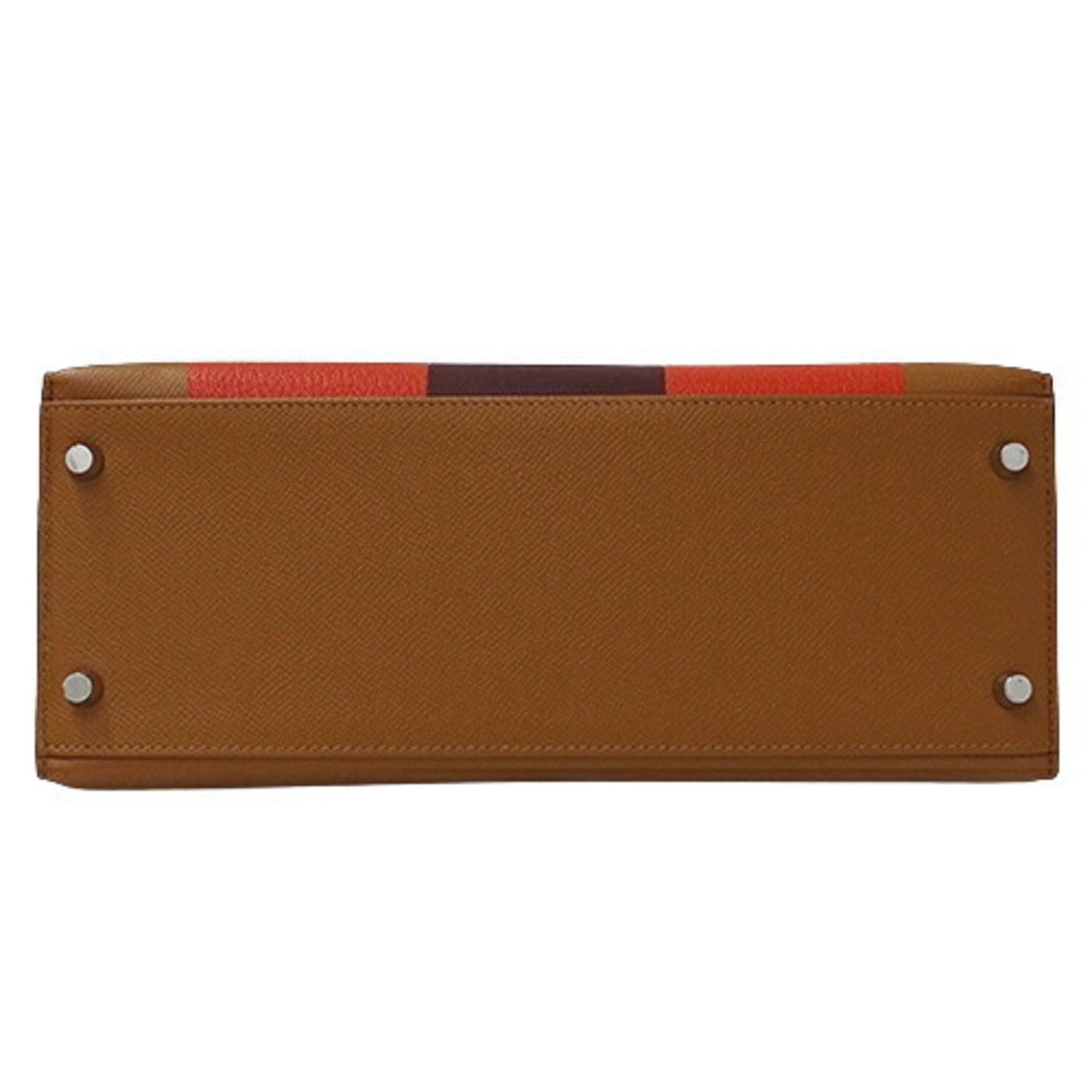 A LIMITED EDITION GOLD EPSOM, BORDEAUX SOMBRERO & CAPUCINE CHEVRE LEATHER LETTRE M KELLYGRAPHIE SELLIER KELLY 28