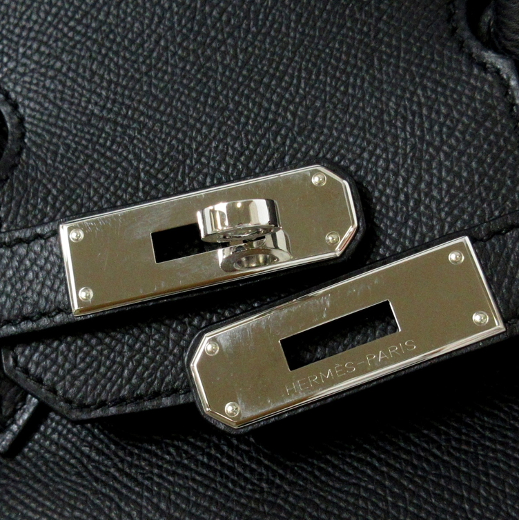 Hermés Birkin 30cm Black leather handbag with dust bag, Cadena (with key), and Clochette