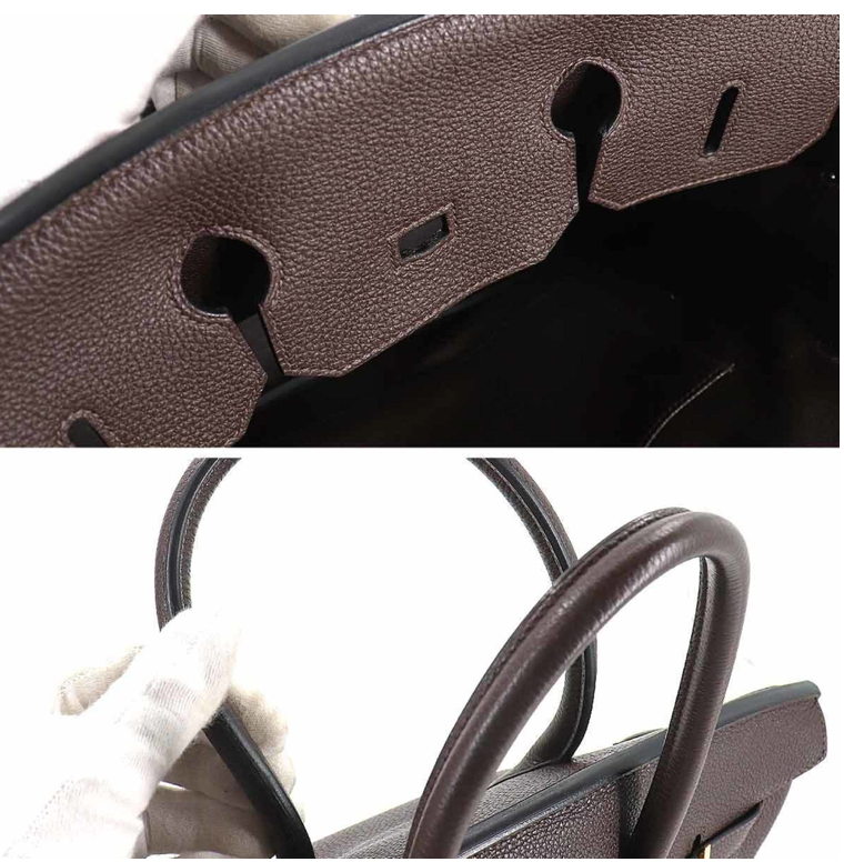 Brown Hermés Birkin 35 leather handbag with accessories