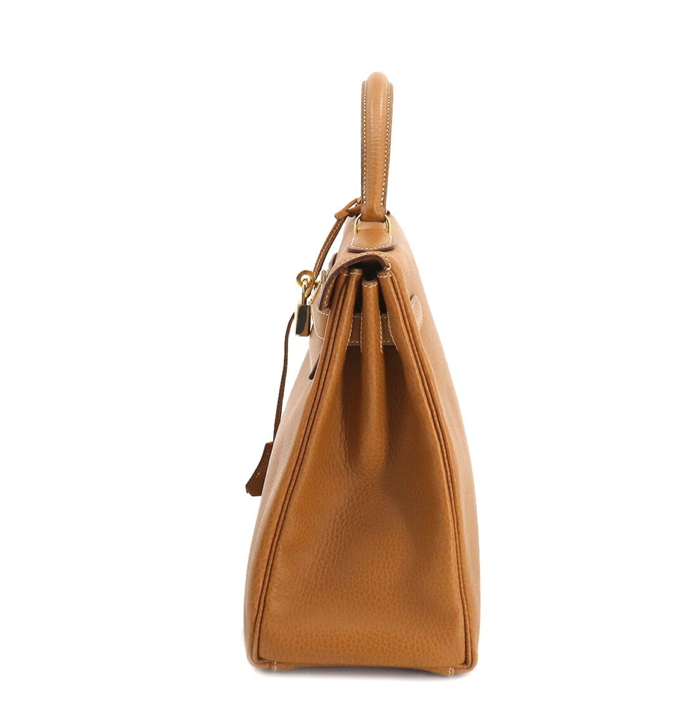 Hermes Kelly 32 gold Camel tan Togo Retourne V stamp, 1966 handbag