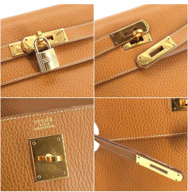 Hermes Kelly 32 gold Camel tan Togo Retourne V stamp, 1966 handbag