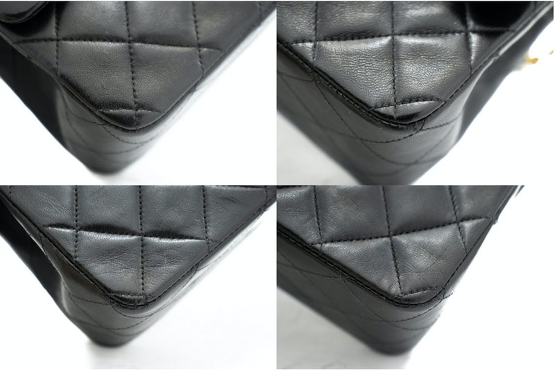 經典香奈兒手提包，採用奢華黑色小羊皮製成