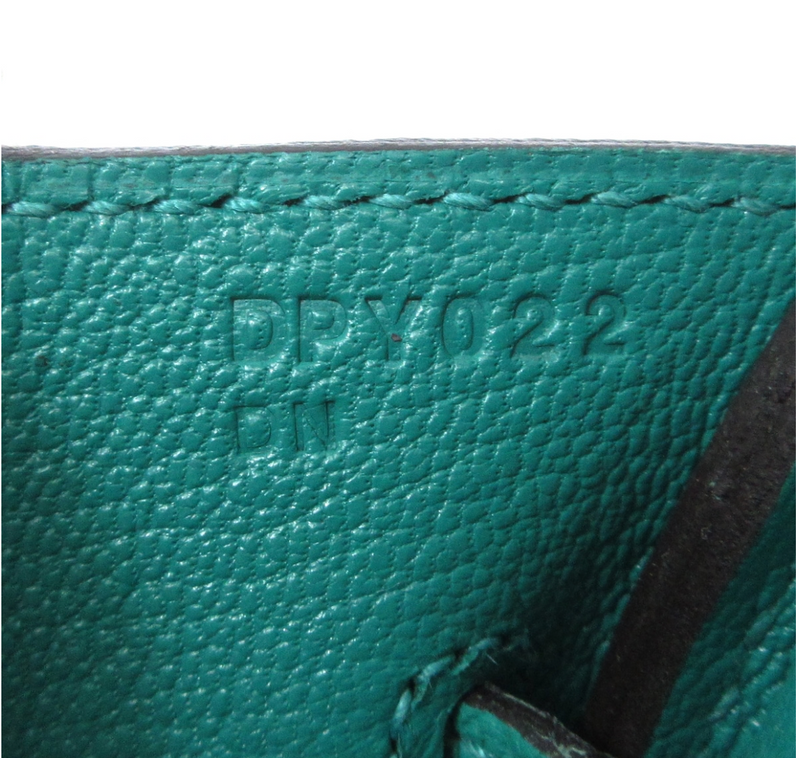 Green (Verre Veronne) Hermes Birkin 30 Togo leather handbag with a silver hardware