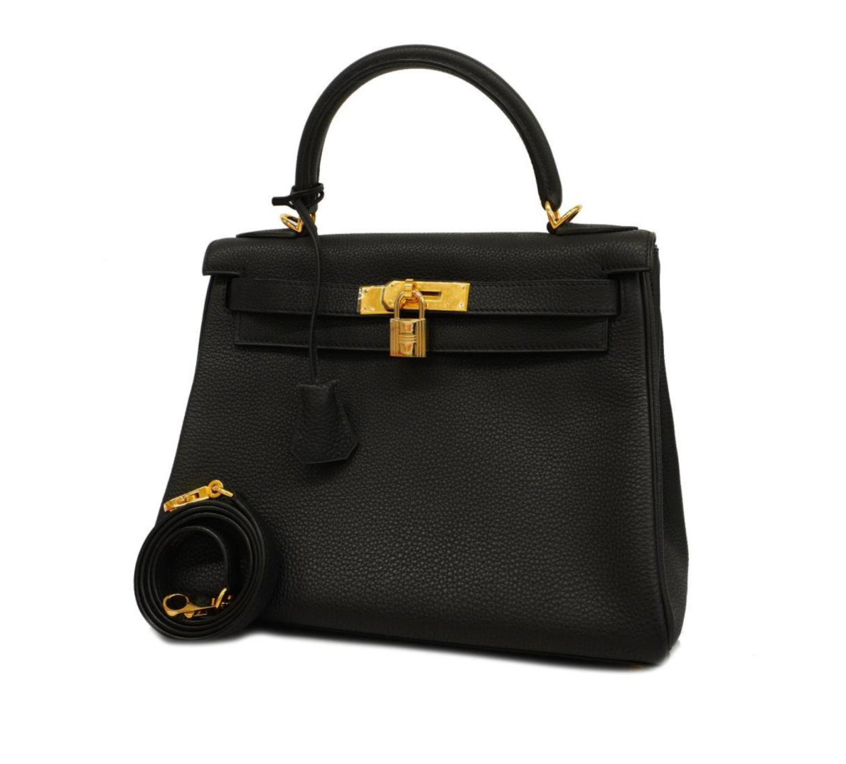 Hermes Kelly 28 Togo leather handbag with a gold hardware