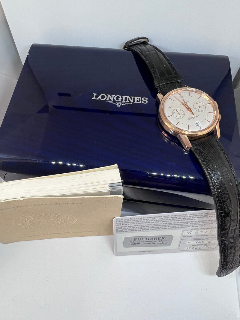 Reloj de pulsera Longines Flagship de oro rosa de 18 quilates en juego completo