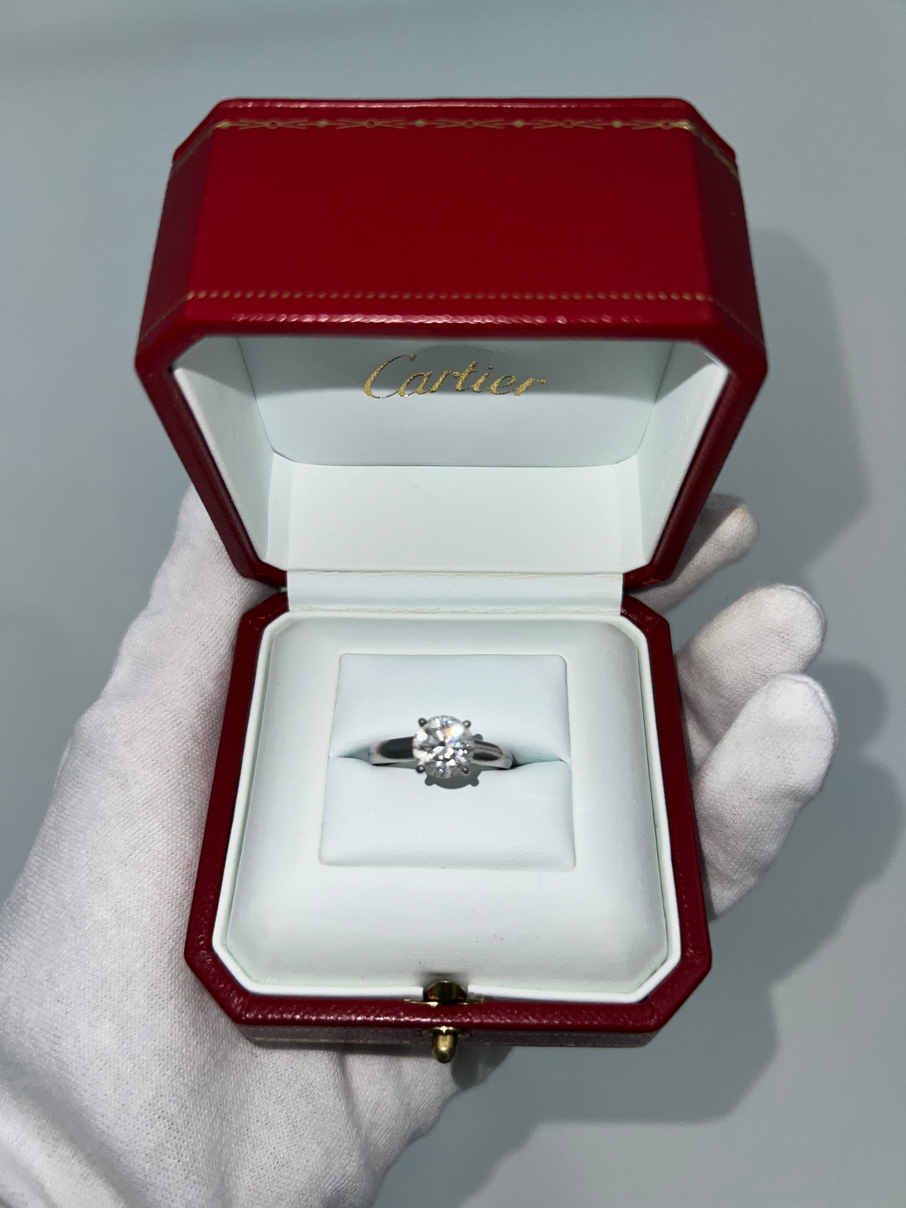 Cartier 1895 Platinum Solitaire 2.18CT Diamond Engagement Ring