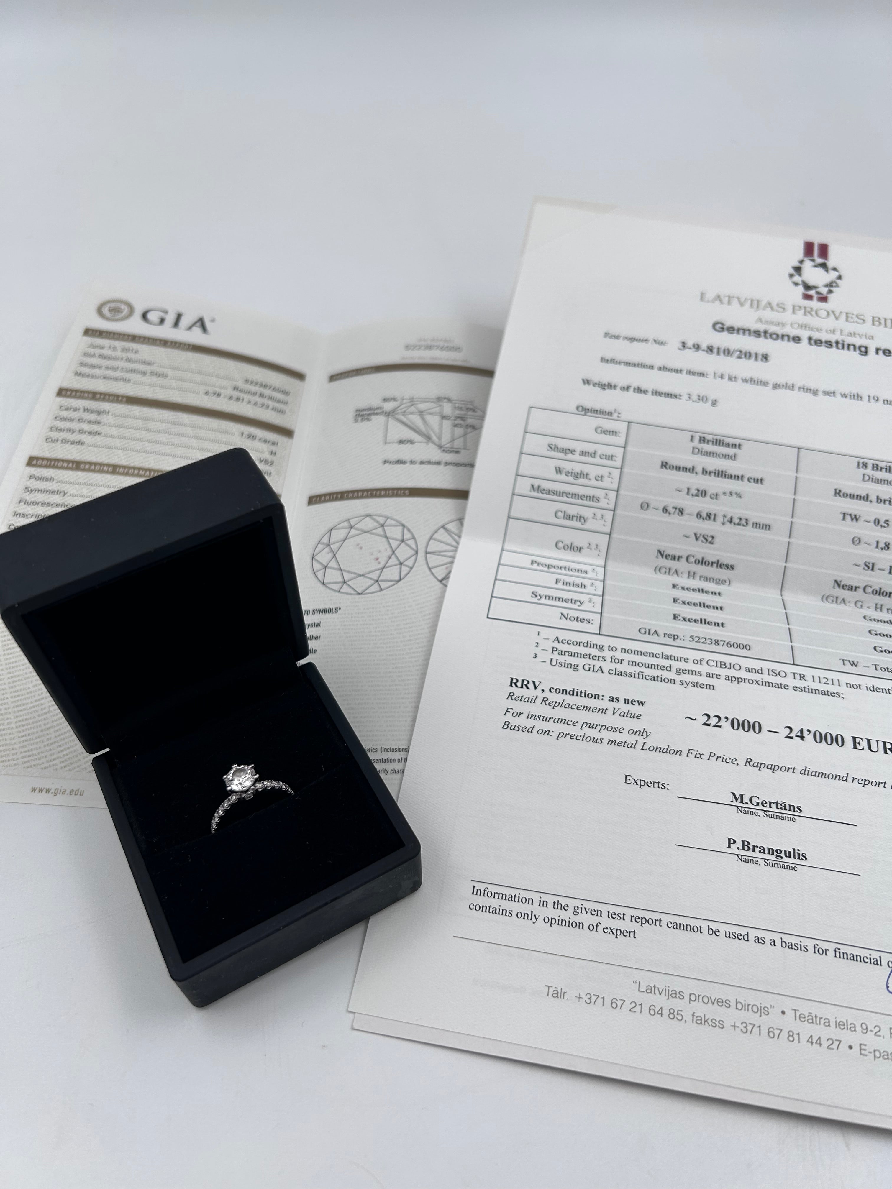 Pre-owned solitaire ring featuring a natural 1.20ct round brilliant diamond (VS2, H color)